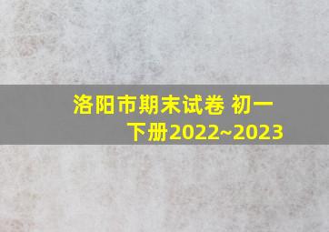 洛阳市期末试卷 初一下册2022~2023